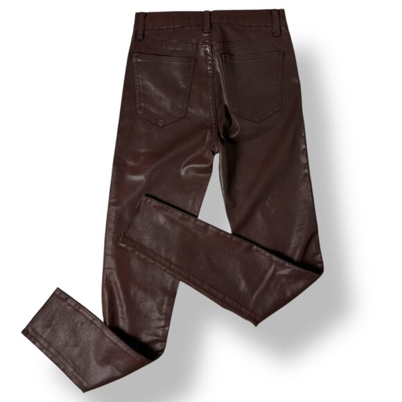 Joe's Jeans High Rise Charlie Skinny Ankle Coated Faux Leather Brown Sz 25 - Picture 3 of 8